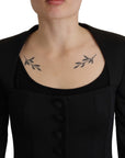 Dolce & Gabbana Sleek Black Snap Jacket with Silk Lining