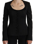 Dolce & Gabbana Sleek Black Snap Jacket with Silk Lining