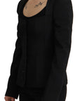 Dolce & Gabbana Sleek Black Snap Jacket with Silk Lining