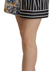 Dolce & Gabbana Majolica High Waist Designer Bermuda Shorts