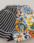 Dolce & Gabbana Majolica High Waist Designer Bermuda Shorts