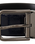 Dolce & Gabbana Elegant Blue Leather Belt with Silver Buckle