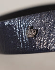 Dolce & Gabbana Elegant Blue Leather Belt with Silver Buckle