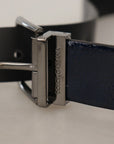 Dolce & Gabbana Elegant Blue Leather Belt with Silver Buckle