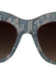 Dolce & Gabbana Elegant Lace Detail Blue Sunglasses