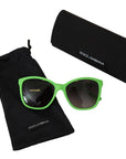 Dolce & Gabbana Chic Green Acetate Round Sunglasses
