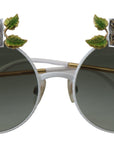 Dolce & Gabbana Elegant Floral Embellished Gold Sunglasses