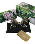 Dolce & Gabbana Elegant Floral Embellished Gold Sunglasses