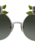 Dolce & Gabbana Elegant Floral Embellished Gold Sunglasses