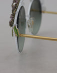 Dolce & Gabbana Elegant Floral Embellished Gold Sunglasses