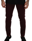Dolce & Gabbana Slim Fit Bordeaux Jeans - Italian Luxury