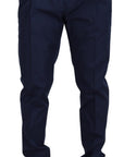 Dolce & Gabbana Elegant Slim Fit Chinos in Blue Silk Blend