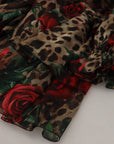 Dolce & Gabbana Silk Leopard Print & Red Roses Dress