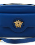 Versace Elegant Blue Calf Leather Camera Case Bag