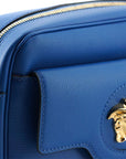 Versace Elegant Blue Calf Leather Camera Case Bag