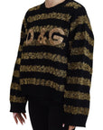 Dolce & Gabbana Elegant Black and Gold Crystal Sweater