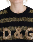 Dolce & Gabbana Elegant Black and Gold Crystal Sweater