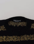 Dolce & Gabbana Elegant Black and Gold Crystal Sweater