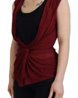 Dolce & Gabbana Bordeaux Silk Blend Top Blouse