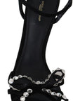 Dolce & Gabbana Elegant Suede High Sandals with Crystal Bows