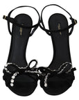 Dolce & Gabbana Elegant Suede High Sandals with Crystal Bows