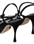 Dolce & Gabbana Elegant Suede High Sandals with Crystal Bows
