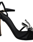 Dolce & Gabbana Elegant Suede High Sandals with Crystal Bows