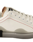 Dolce & Gabbana Elegant White & Gold Leather Sneakers