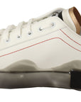 Dolce & Gabbana Elegant White & Gold Leather Sneakers
