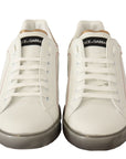 Dolce & Gabbana Elegant White & Gold Leather Sneakers