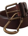 Dolce & Gabbana Elegant Brown Leather Belt with Metal Buckle