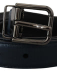 Dolce & Gabbana Elegant Dark Blue Leather Belt