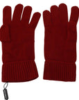 Dolce & Gabbana Elegant Red Cashmere Winter Gloves