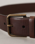 Dolce & Gabbana Elegant Brown Leather Belt with Metal Buckle