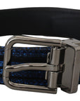 Dolce & Gabbana Elegant Blue Jacquard Leather Belt