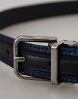 Dolce & Gabbana Elegant Blue Jacquard Leather Belt
