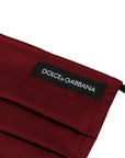 Dolce & Gabbana Elegant Silk Pleated Maroon Face Mask
