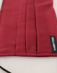 Dolce & Gabbana Elegant Silk Pleated Maroon Face Mask