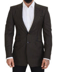 Dolce & Gabbana Elegant Striped Wool Blend Slim Blazer