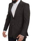 Dolce & Gabbana Elegant Striped Wool Blend Slim Blazer