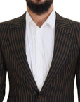 Dolce & Gabbana Elegant Striped Wool Blend Slim Blazer