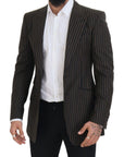 Dolce & Gabbana Elegant Striped Wool Blend Slim Blazer