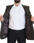 Dolce & Gabbana Elegant Striped Wool Blend Slim Blazer