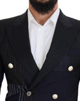 Dolce & Gabbana Elegant Navy Double Breasted Wool Blazer