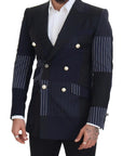 Dolce & Gabbana Elegant Navy Double Breasted Wool Blazer