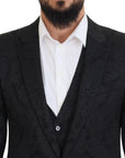Dolce & Gabbana Elegant Black Martini Suit Jacket & Vest Ensemble