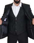 Dolce & Gabbana Elegant Black Martini Suit Jacket & Vest Ensemble
