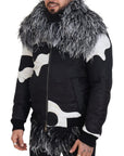 Dolce & Gabbana Elegant Shearling Zip Jacket in Black & White