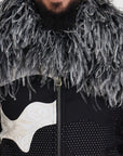 Dolce & Gabbana Elegant Shearling Zip Jacket in Black & White