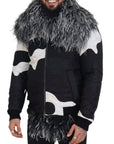 Dolce & Gabbana Elegant Shearling Zip Jacket in Black & White